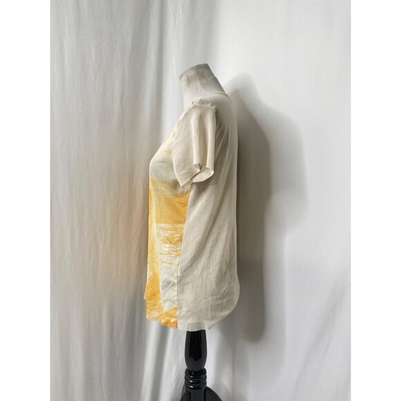 Womens Large Shirt Zara Basics Col Yellow and White See Through Negative Print - Picture 6 of 14